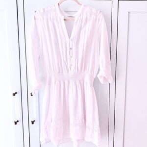 White Long-Sleeve Button-Down Dress